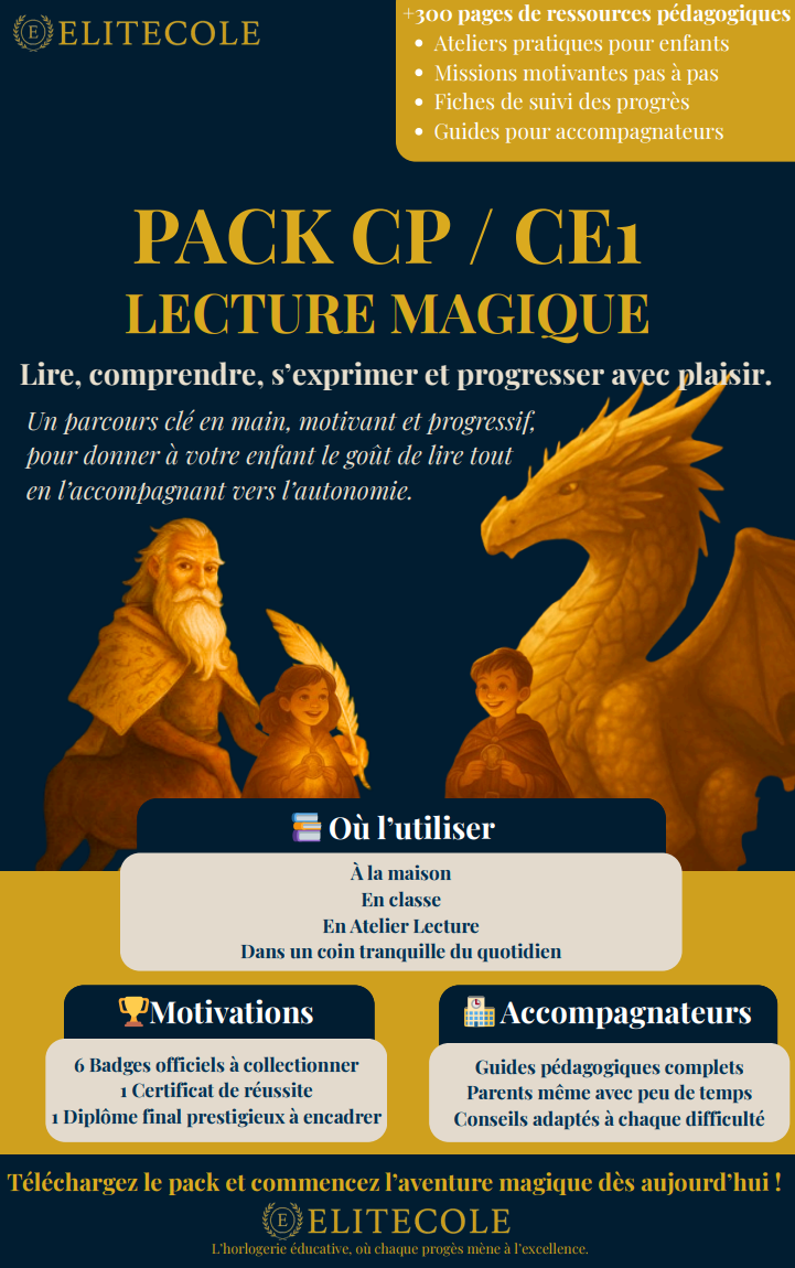 Pack CP/CE1 Lecture magique, un parcours clé en main motivant et progressif pour donner à votre enfant le gout de lire tout en l'accompagnant vers l'autonomie