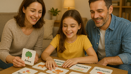Famille en jeux de cartes éducatifs elitecole